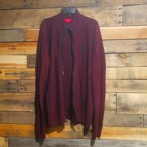 Guess brand maroon/burgundy zipper cardigan sweater